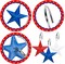 12Pcs Patriotic Stars Shower Curtain Hooks 4th of July Independence Day Decorative(Red, White, and Blue)